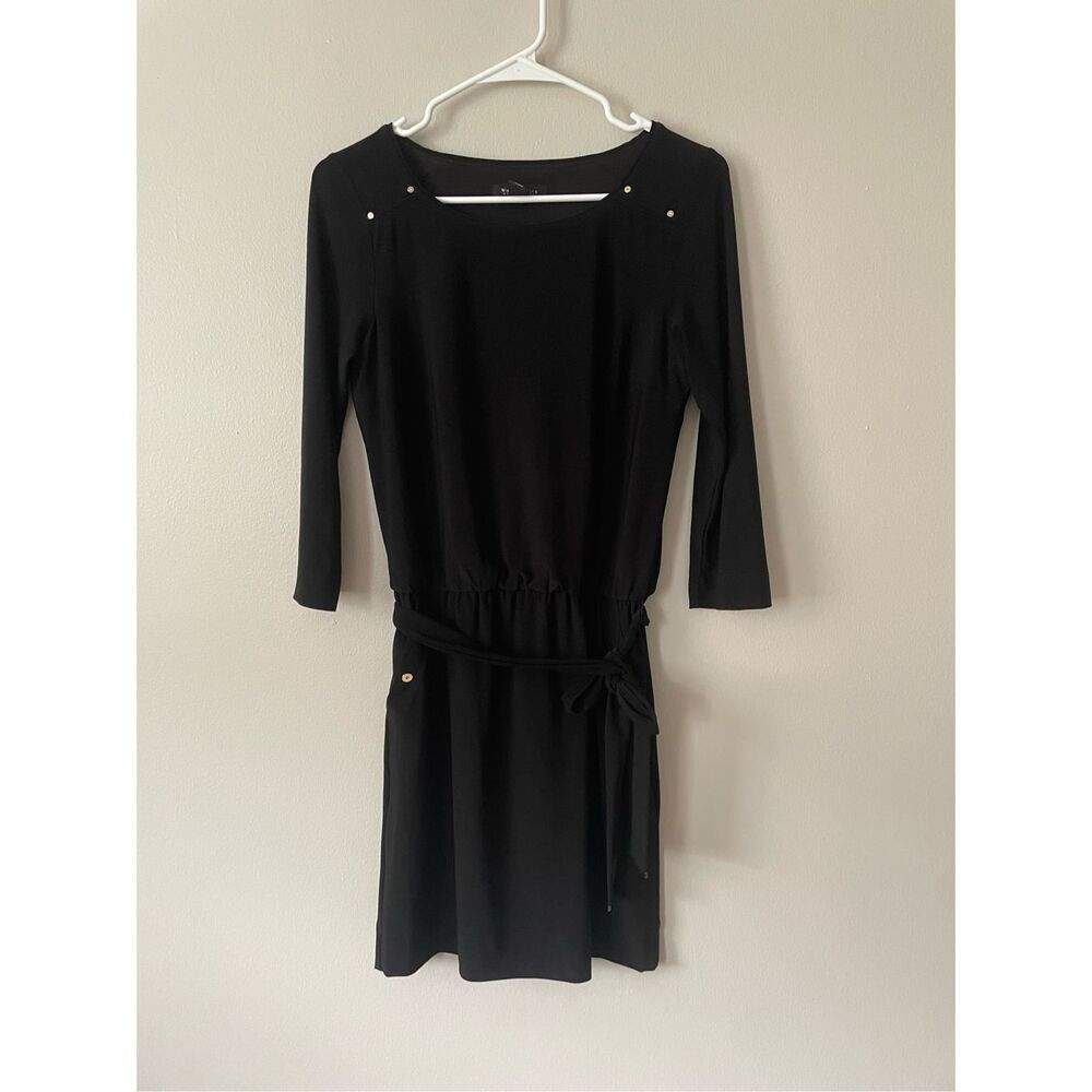 White House Black Market XS Black Long Sleeve Dress NEW